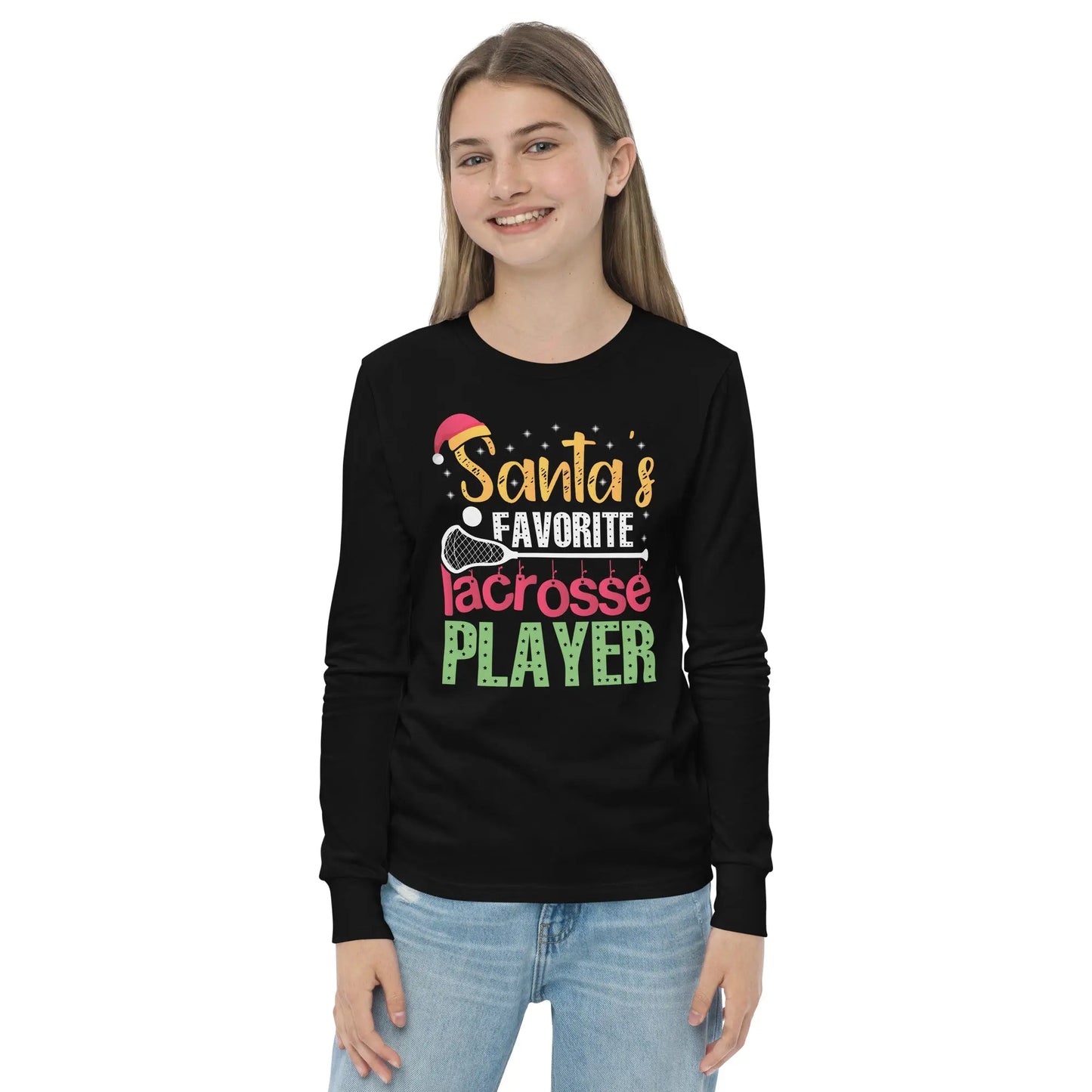 Youth Santa's Favorite Lax Player long sleeve tee Coast 2 Coast Lax USA