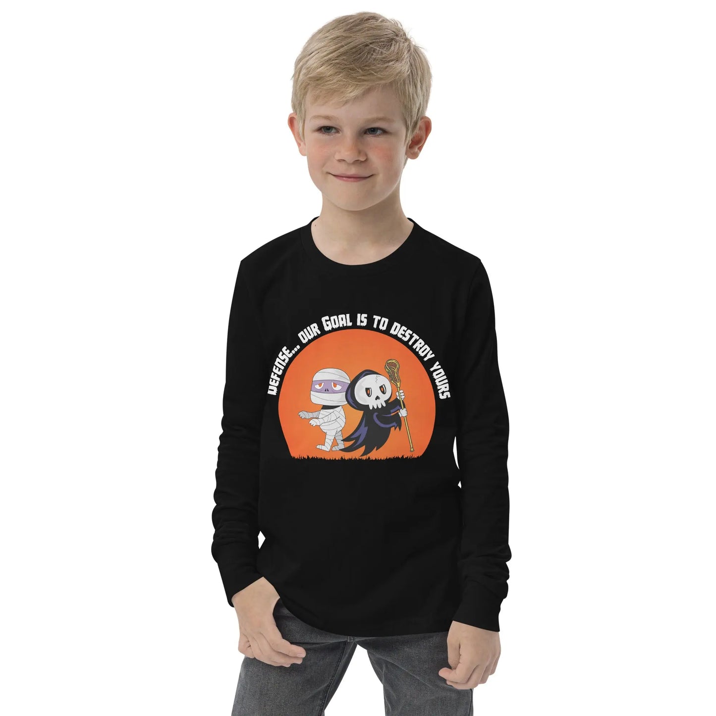 Halloween Lacrosse Defense Youth long sleeve tee Coast 2 Coast Lax USA