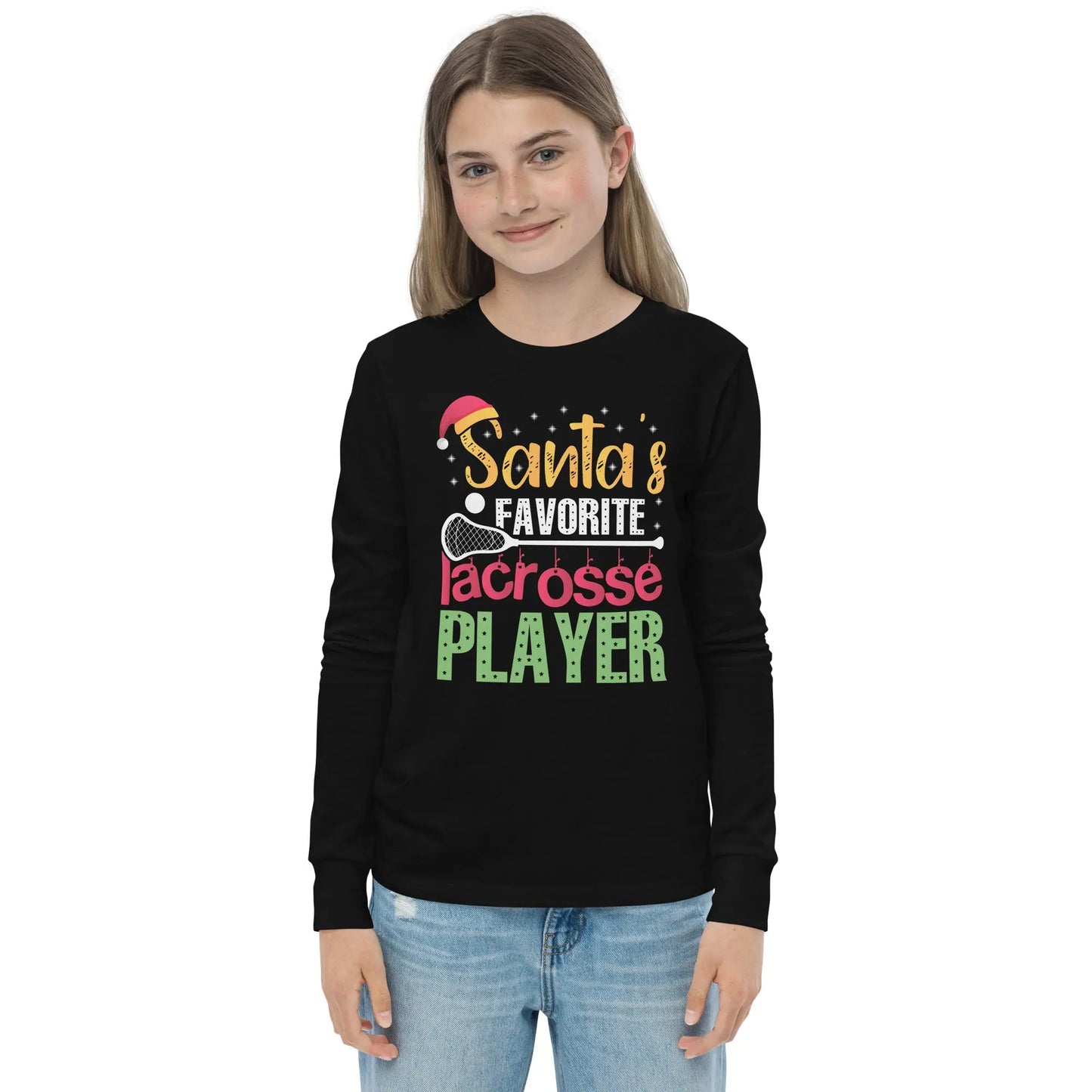 Youth Santa's Favorite Lax Player long sleeve tee Coast 2 Coast Lax USA