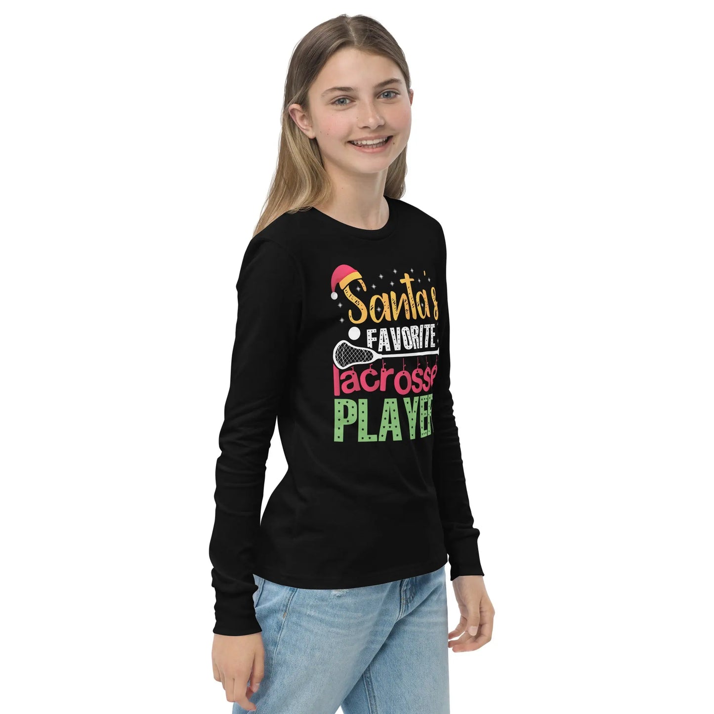 Youth Santa's Favorite Lax Player long sleeve tee Coast 2 Coast Lax USA