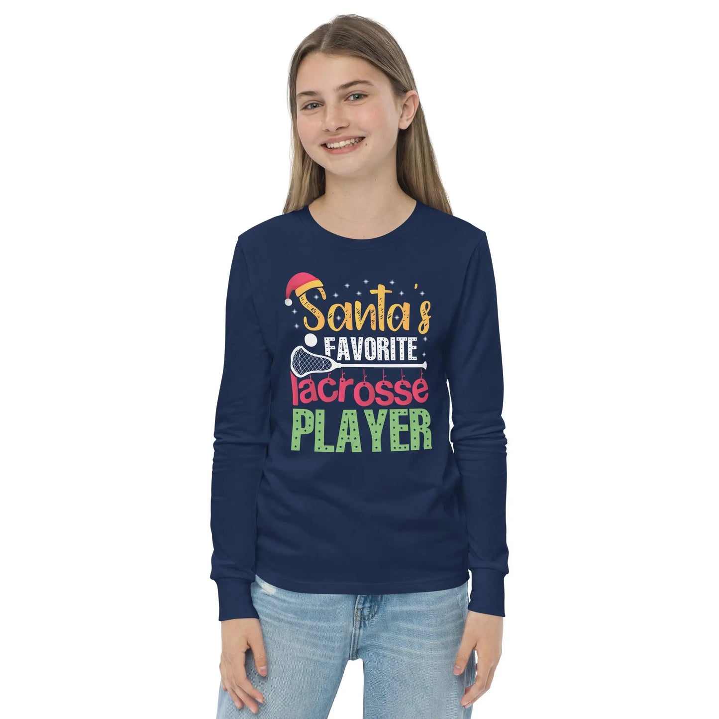 Youth Santa's Favorite Lax Player long sleeve tee Coast 2 Coast Lax USA