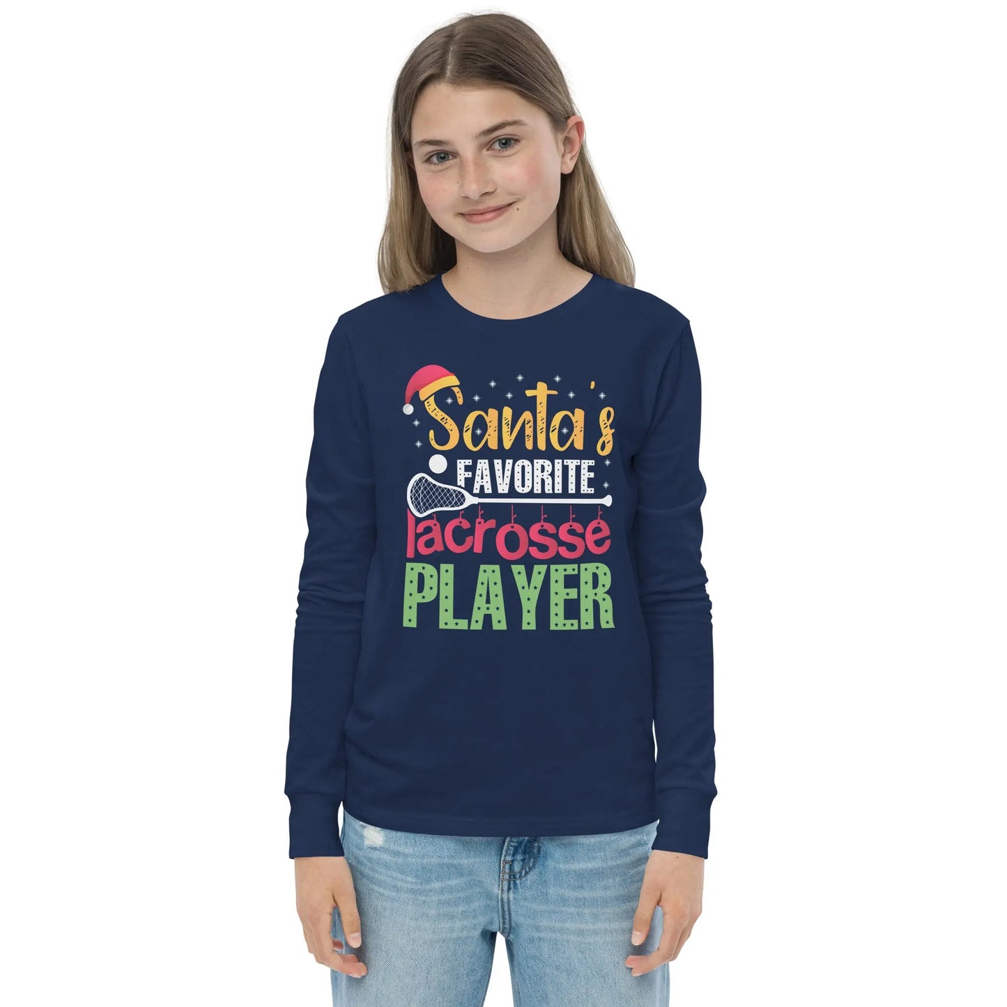Youth Santa's Favorite Lax Player long sleeve tee Coast 2 Coast Lax USA