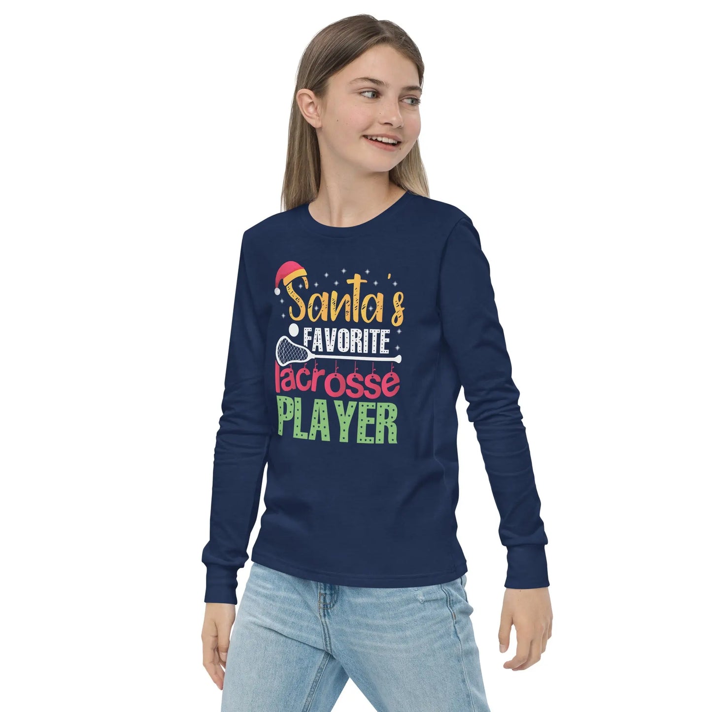 Youth Santa's Favorite Lax Player long sleeve tee Coast 2 Coast Lax USA