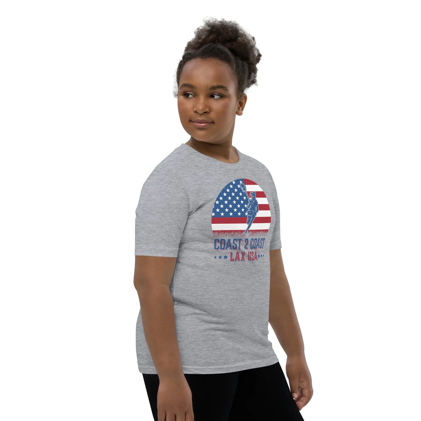 All American C2C Lax USA Lacrosse Girl Youth Sleeve T-Shirt Coast 2 Coast Lax USA