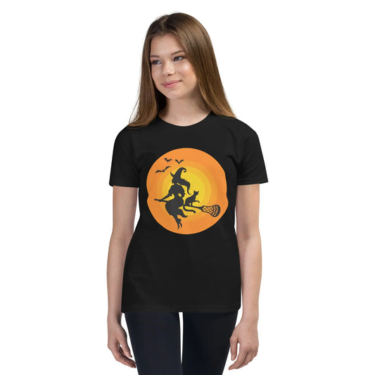 Halloween Lacrosse Witch Youth Short Sleeve T-Shirt Coast 2 Coast Lax USA