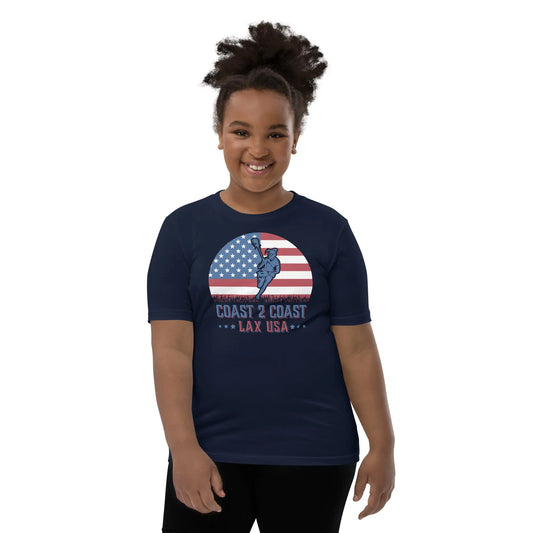 All American C2C Lax USA Lacrosse Girl Youth Sleeve T-Shirt Coast 2 Coast Lax USA
