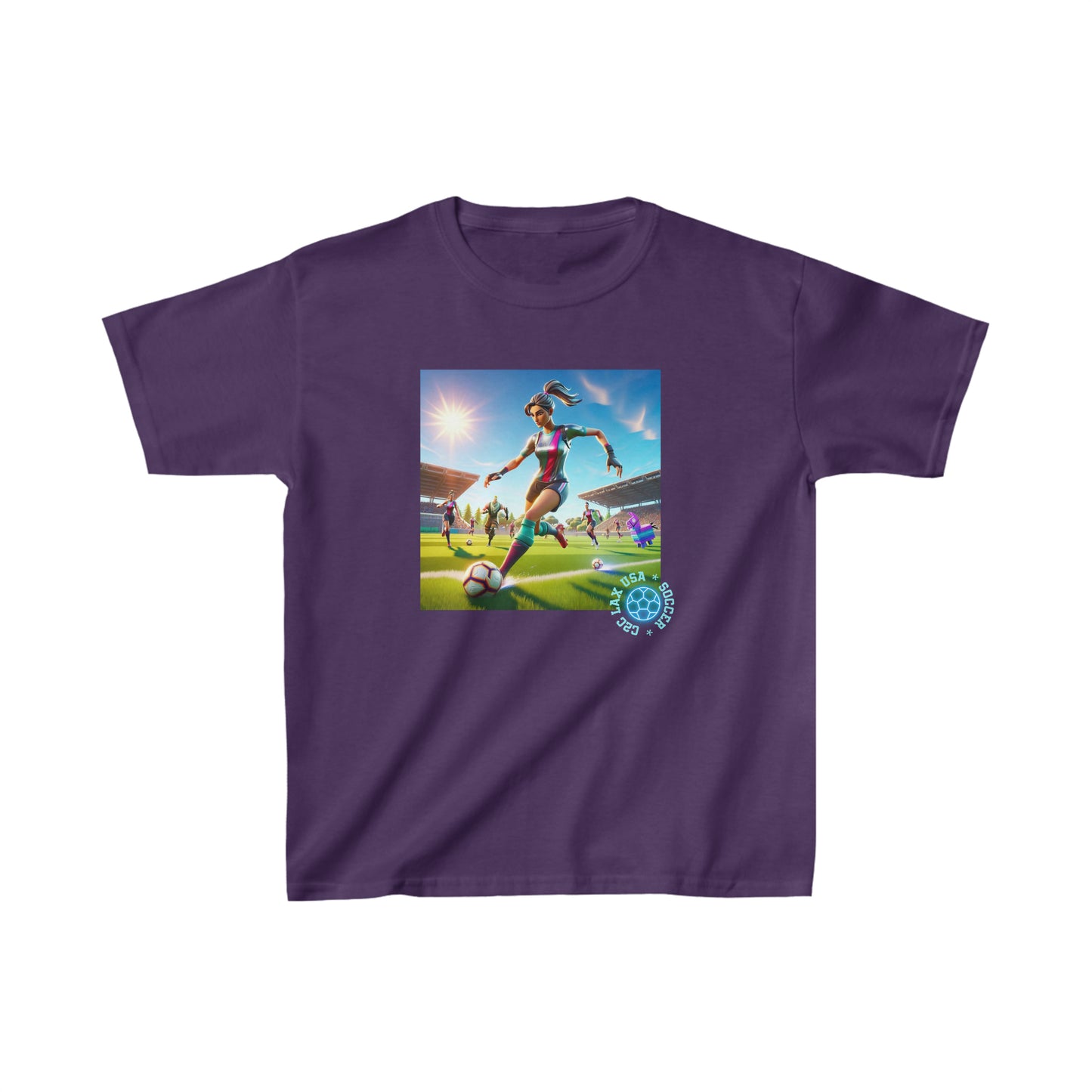 Gamer Soccer Girl Kids Heavy Cotton™ Tee