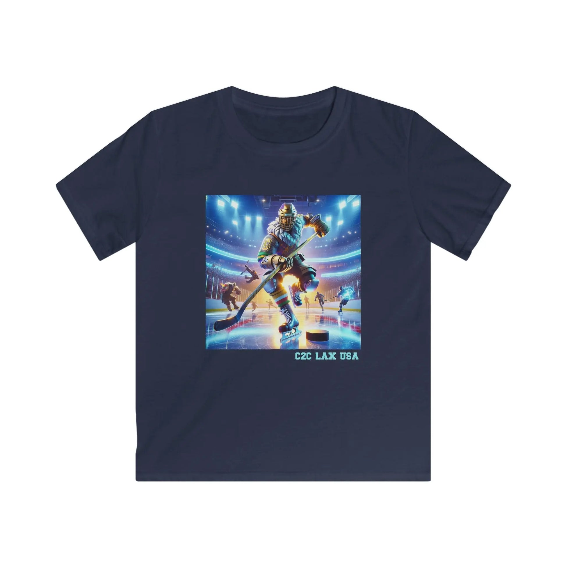Gamer Ice Hockey Kids Softstyle Tee Printify