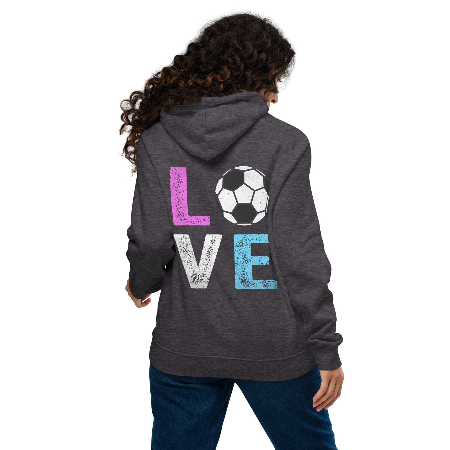 Love Soccer Unisex eco raglan hoodie