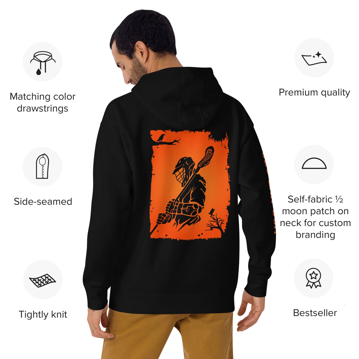 Adult Fall/Halloween Lacrosse Player Hoodie