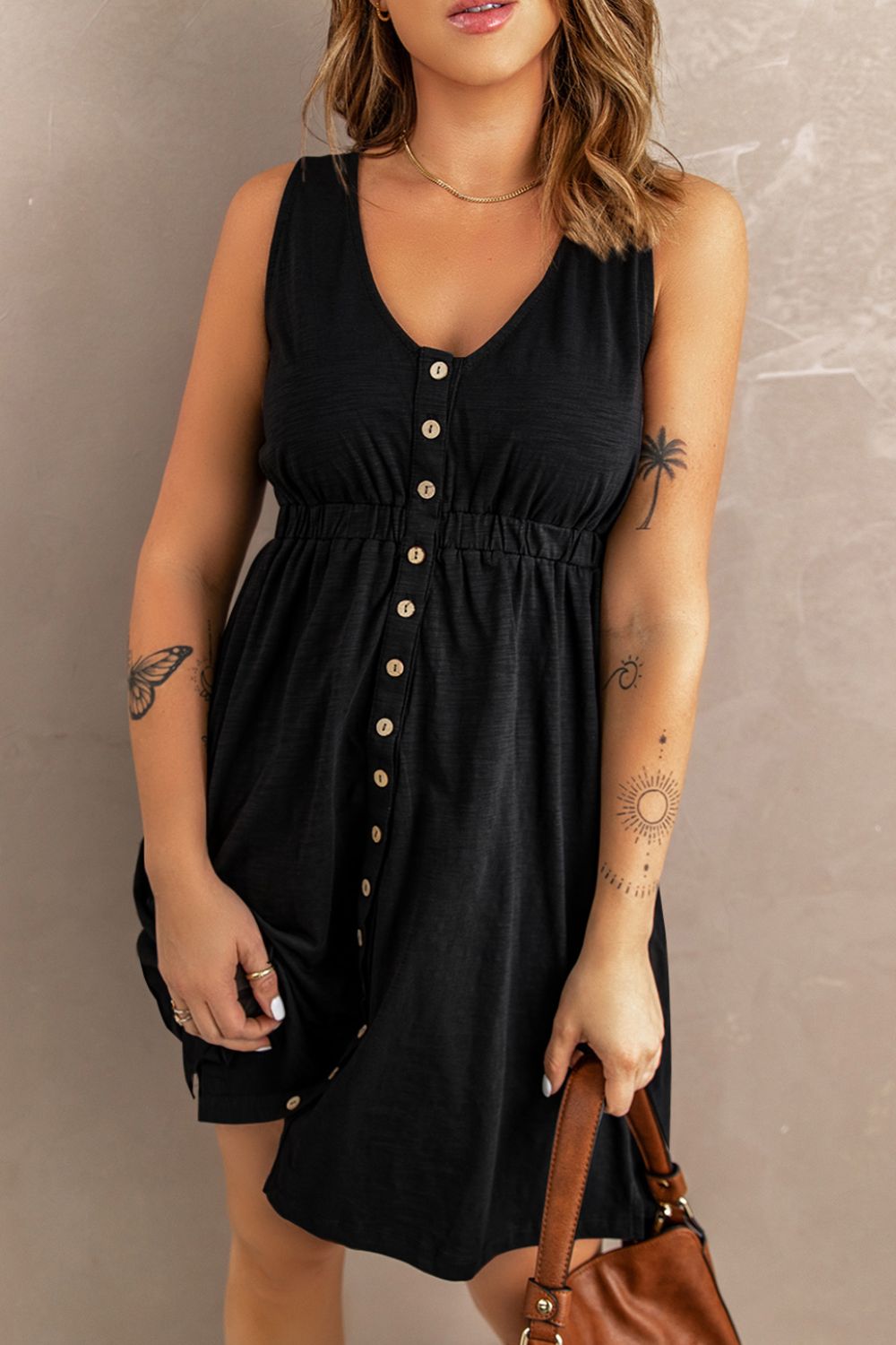 Sleeveless Button Down Mini Dress