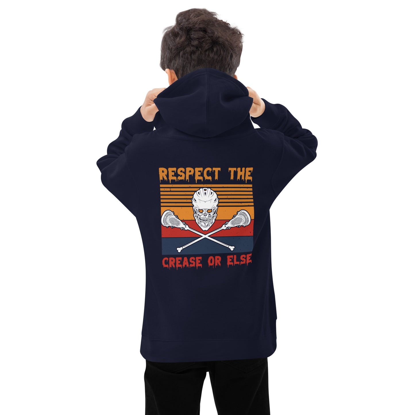 Halloween Lacrosse Respect the Crease Kids fleece hoodie