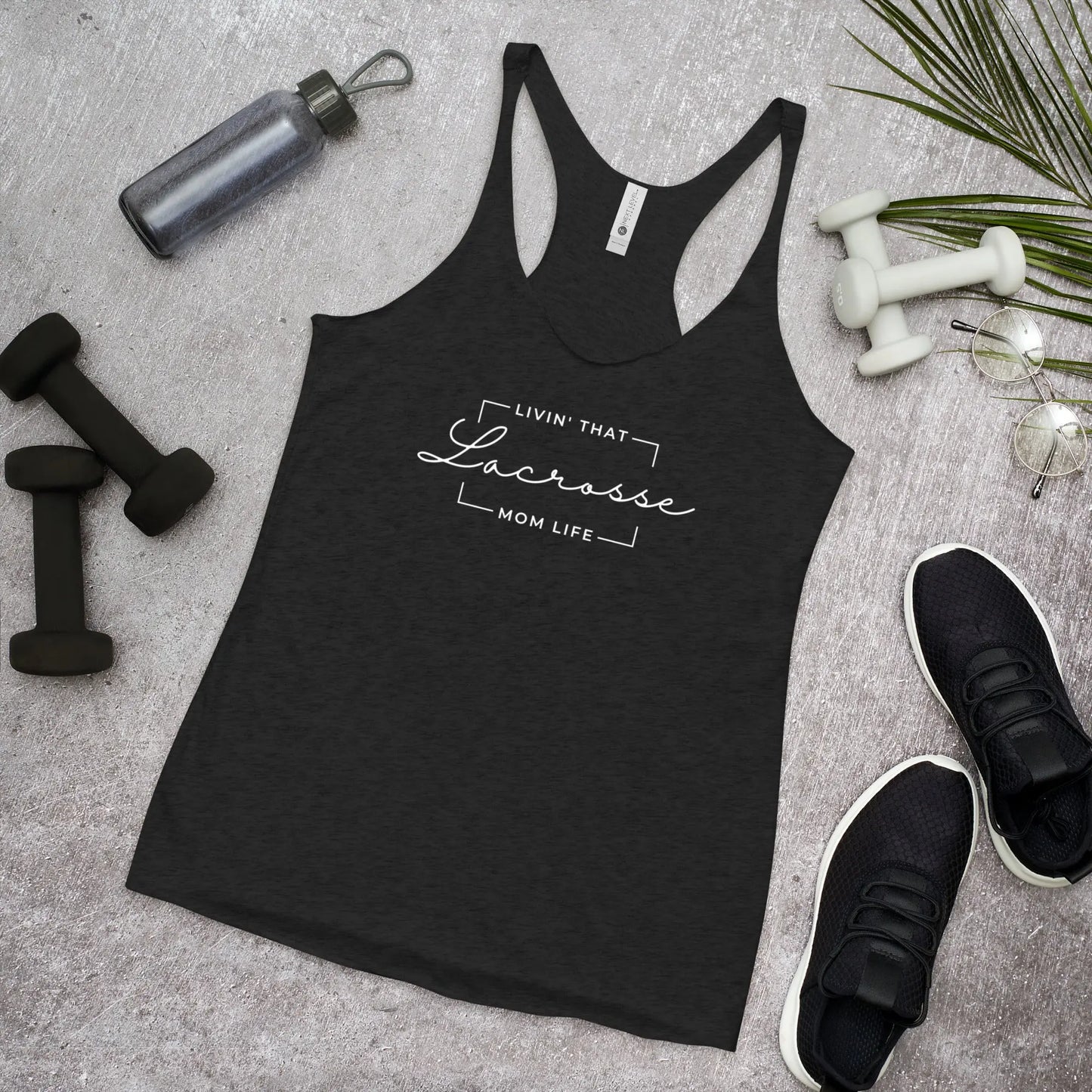 Living that Mom Lacrosse Life Racerback Tank Coast 2 Coast Lax USA