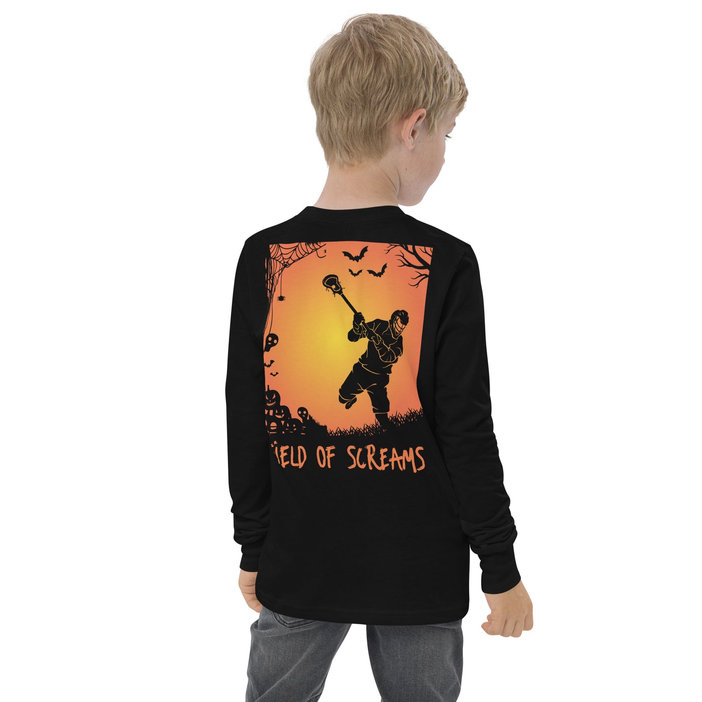 Halloween Lacrosse of Screams Youth long sleeve tee