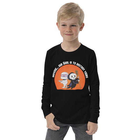 Halloween Lacrosse Defense Youth long sleeve tee