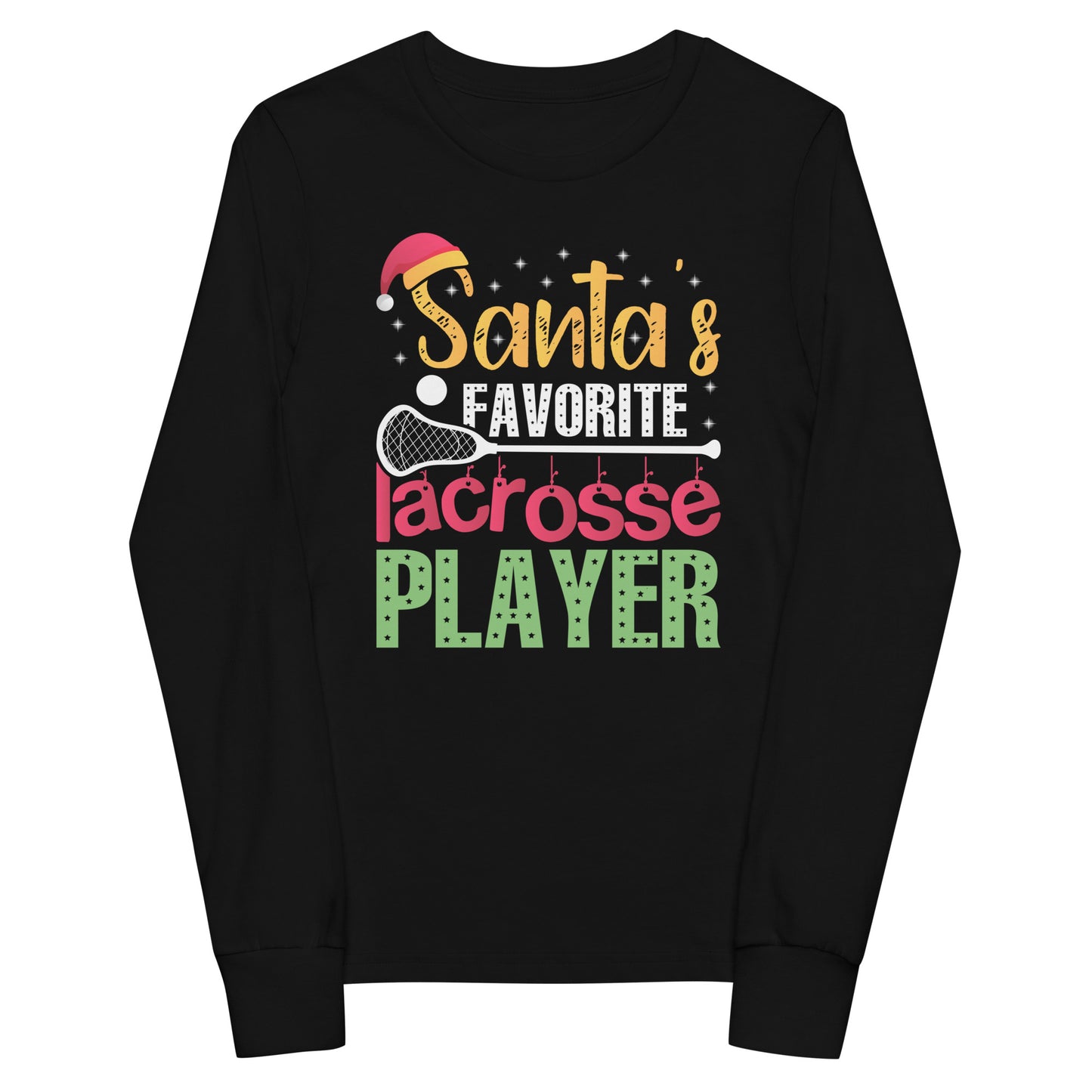 Youth Santa's Favorite Lax Player long sleeve tee