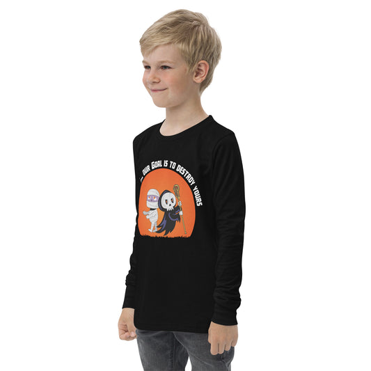 Halloween Lacrosse Defense Youth long sleeve tee