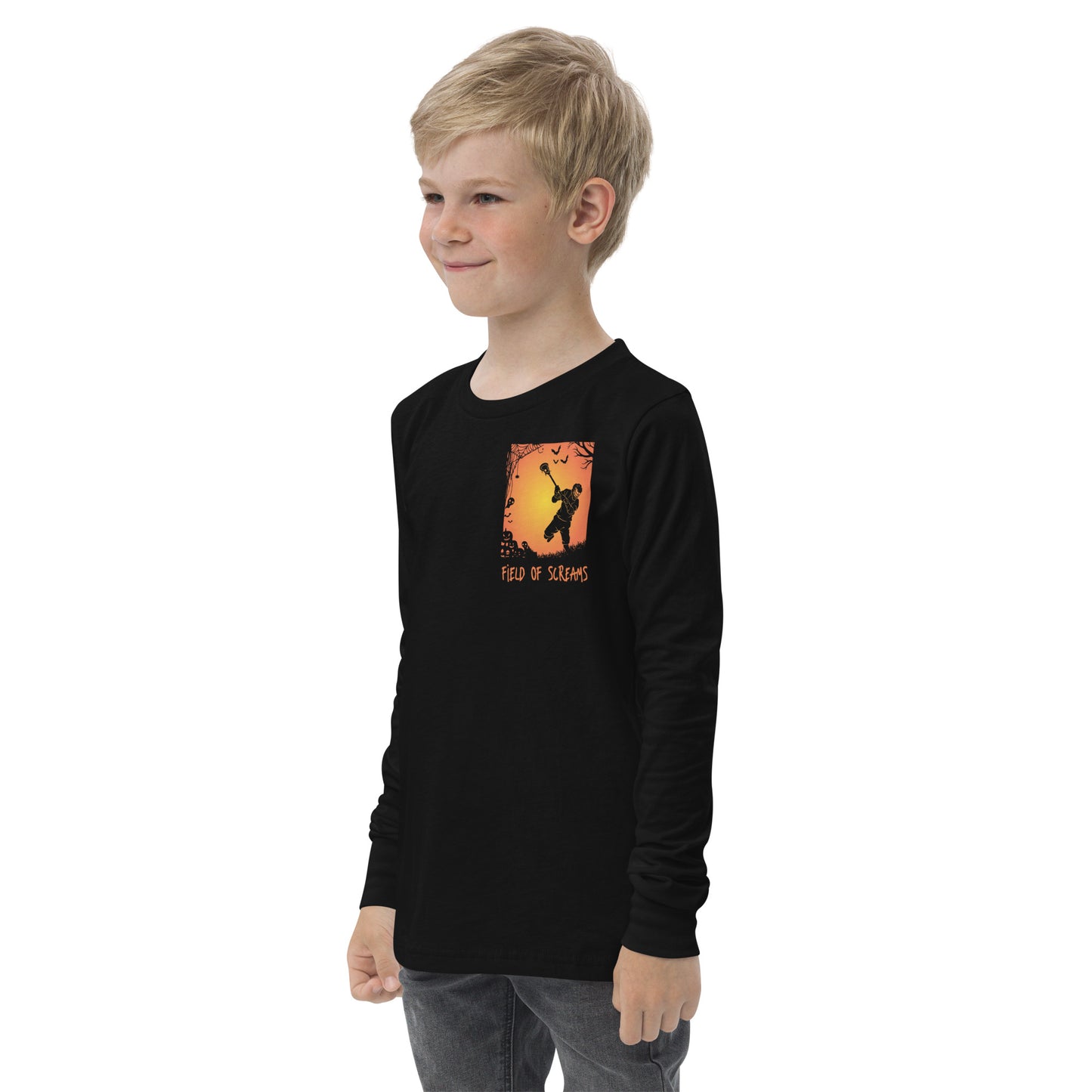 Halloween Lacrosse of Screams Youth long sleeve tee