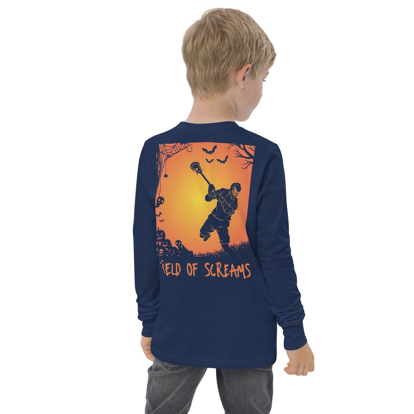 Halloween Lacrosse of Screams Youth long sleeve tee