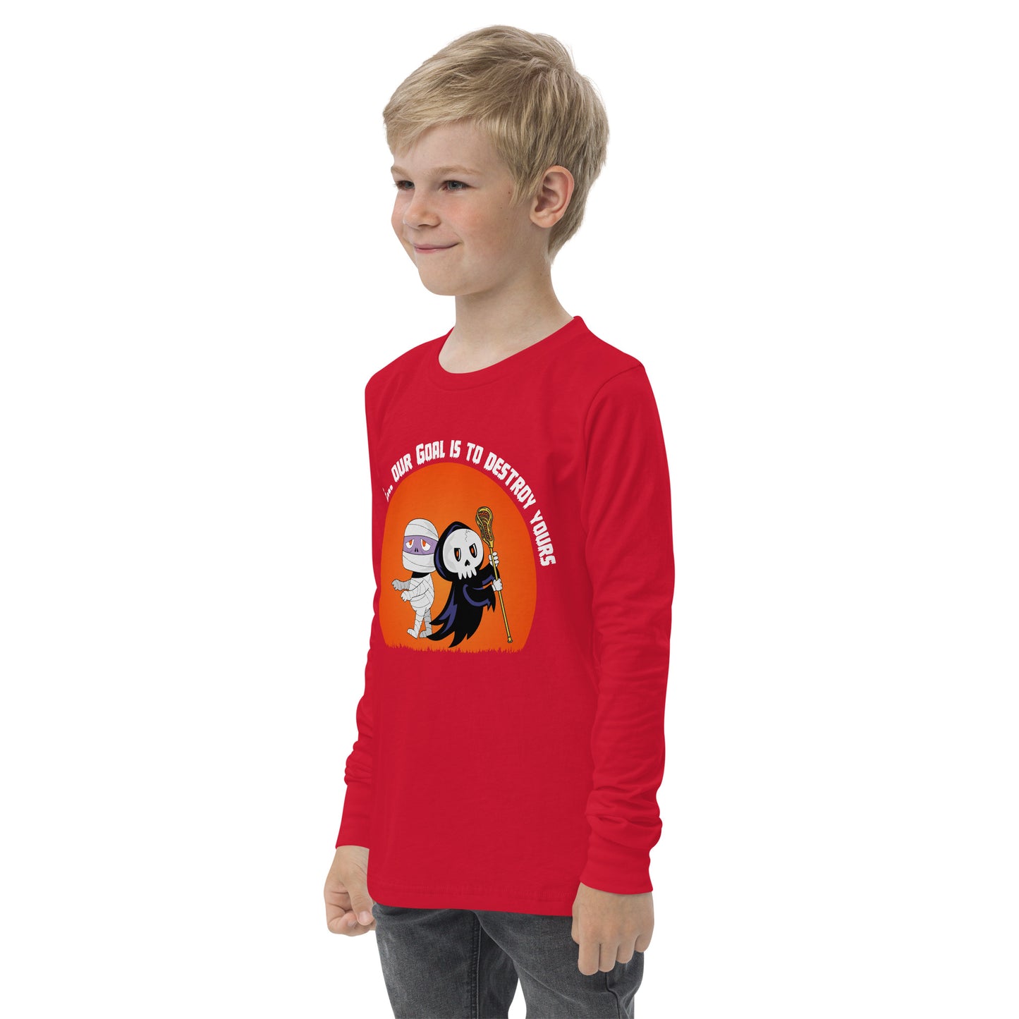 Halloween Lacrosse Defense Youth long sleeve tee