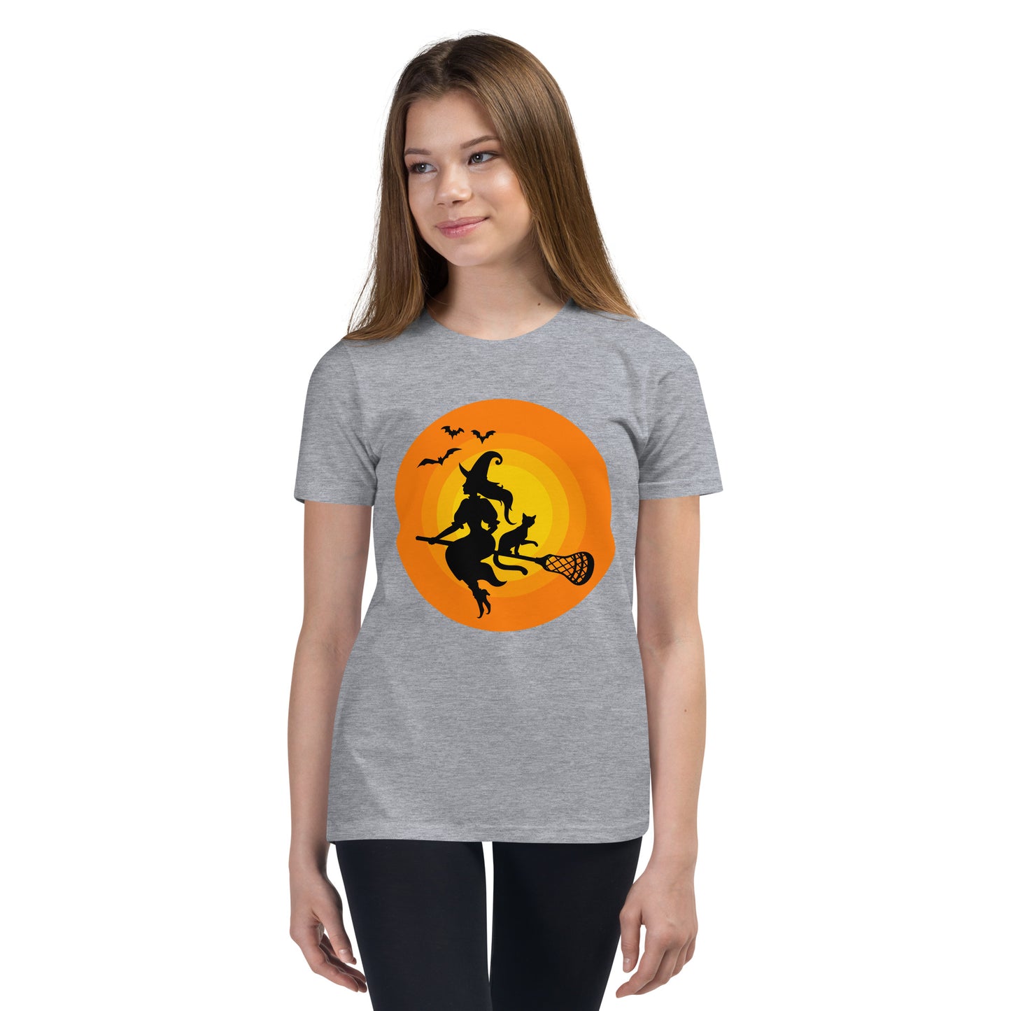 Halloween Lacrosse Witch Youth Short Sleeve T-Shirt