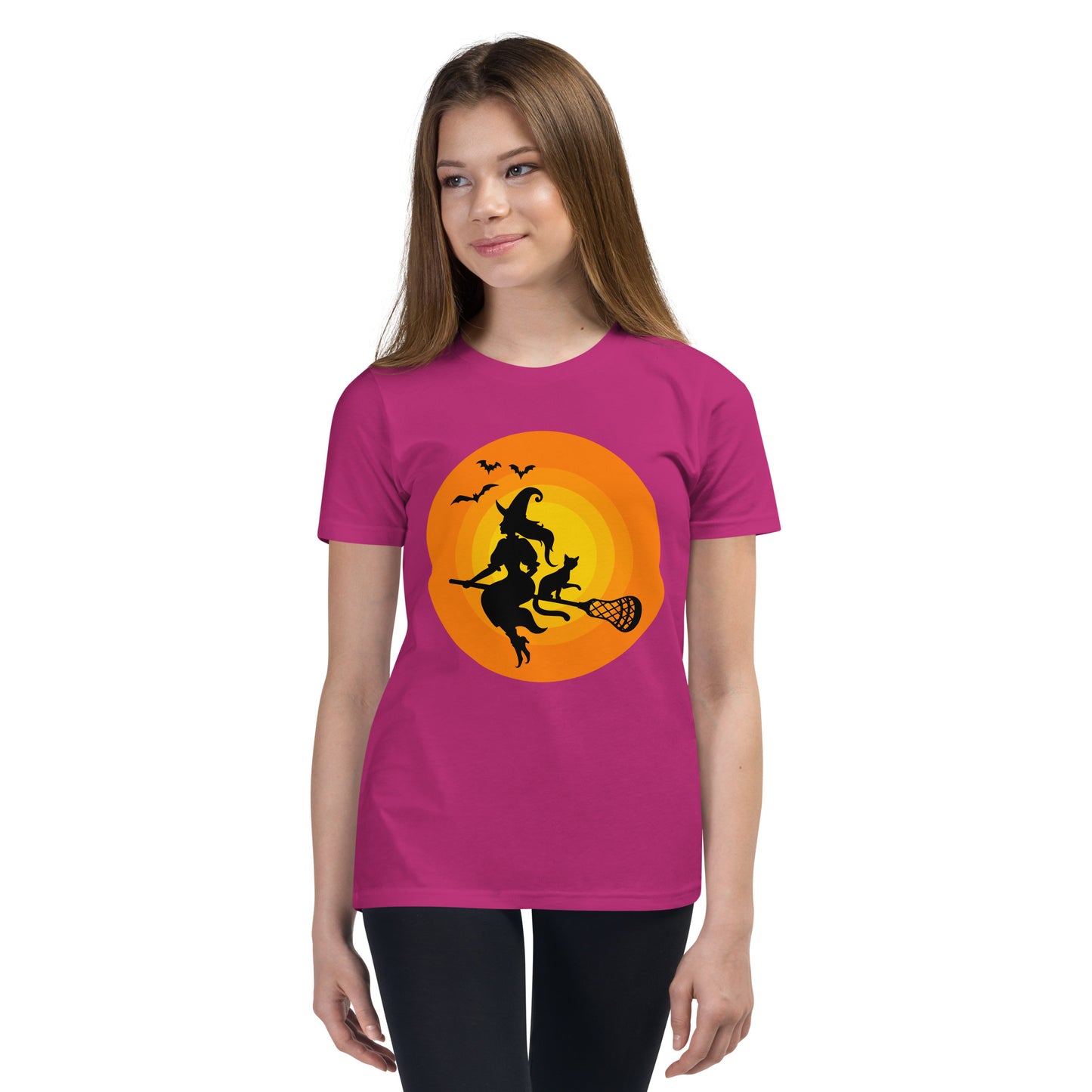 Halloween Lacrosse Witch Youth Short Sleeve T-Shirt