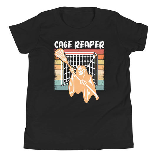 Halloween Lacrosse Youth Cage Reaper T-Shirt