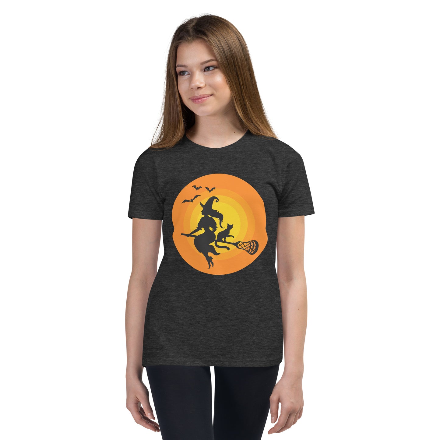 Halloween Lacrosse Witch Youth Short Sleeve T-Shirt