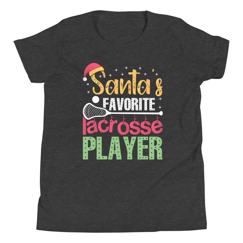 Youth Santa's Favorite Lacrosse Player Short Sleeve T-Shirt