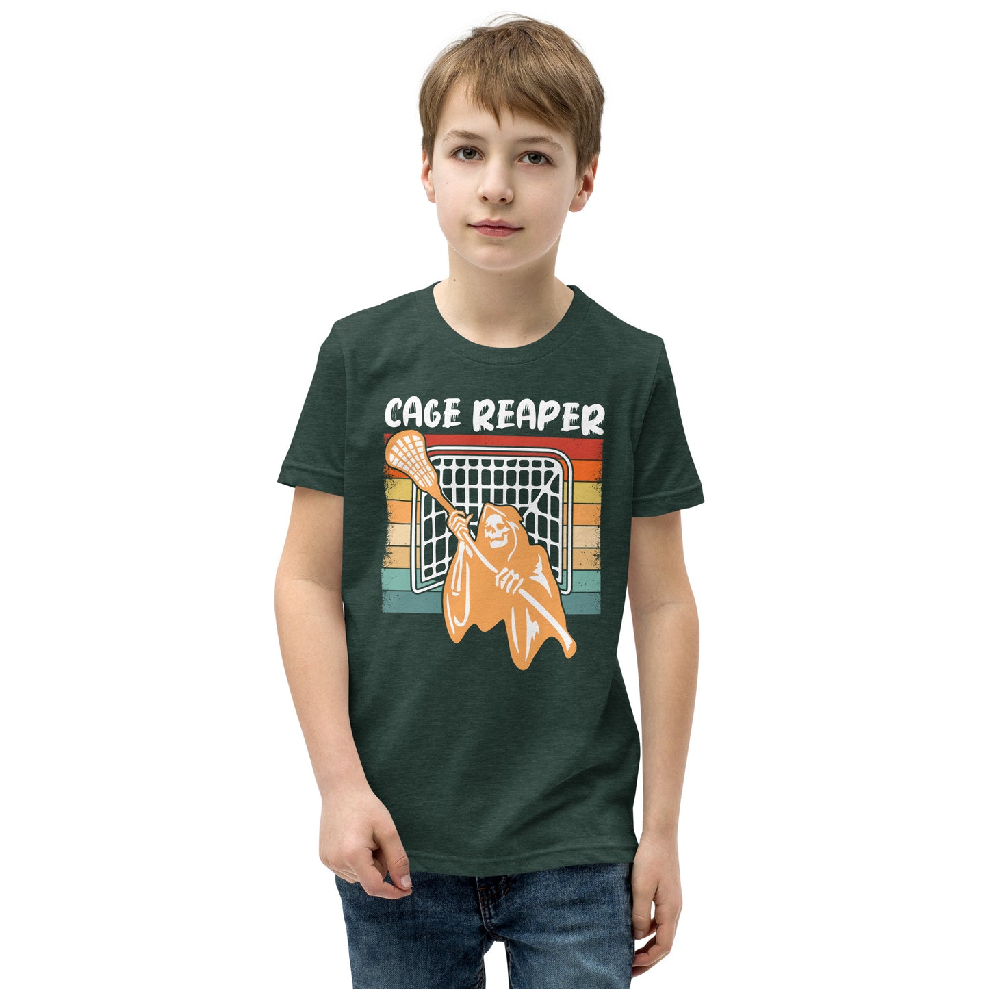 Halloween Lacrosse Youth Cage Reaper T-Shirt