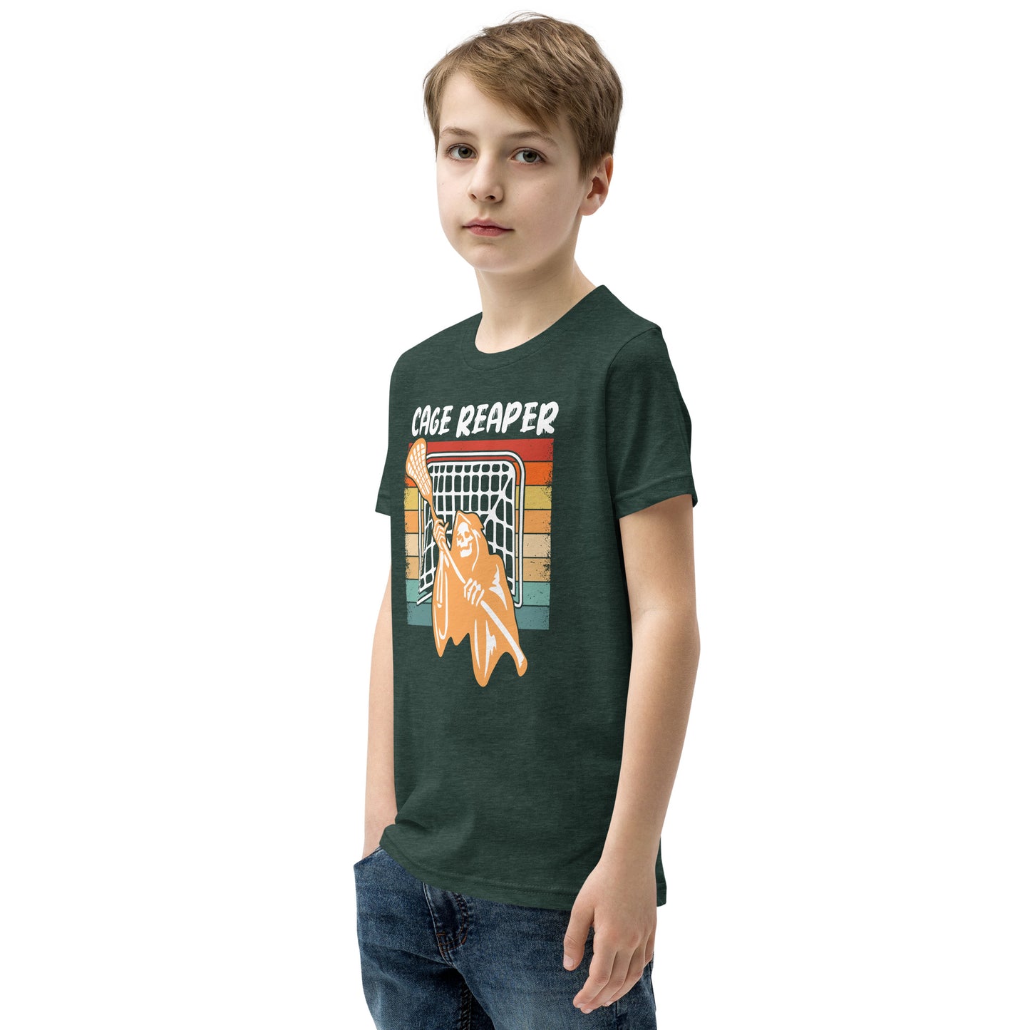 Halloween Lacrosse Youth Cage Reaper T-Shirt