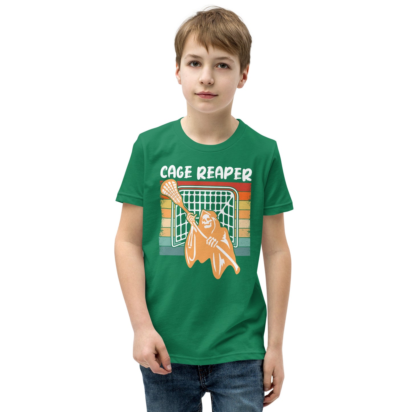 Halloween Lacrosse Youth Cage Reaper T-Shirt