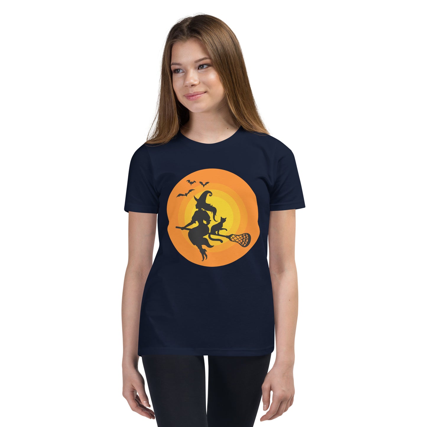 Halloween Lacrosse Witch Youth Short Sleeve T-Shirt