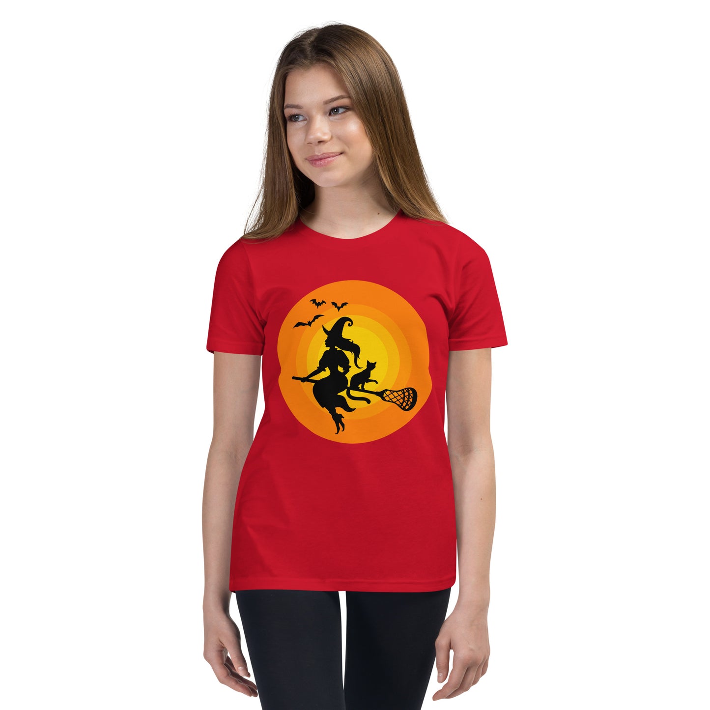 Halloween Lacrosse Witch Youth Short Sleeve T-Shirt